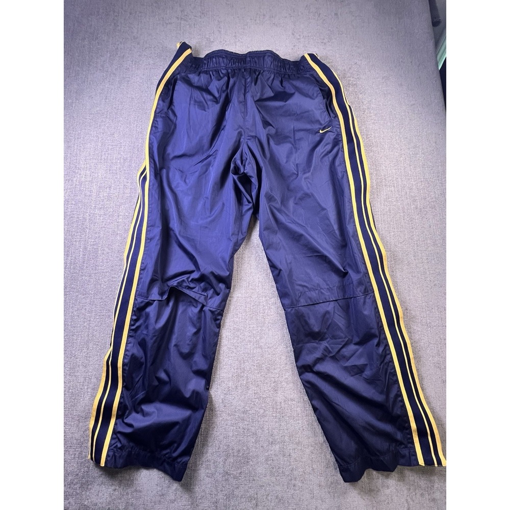 Vintage Nike Track Pants Men's XL Breakaway Basketball Blue Gold Logo Mesh Line